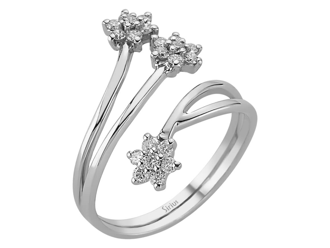 Verspielter Ring mit 21 rund geschliffenen laborgezüchteten Diamanten, 0,32 ct, in 14K Weißgold