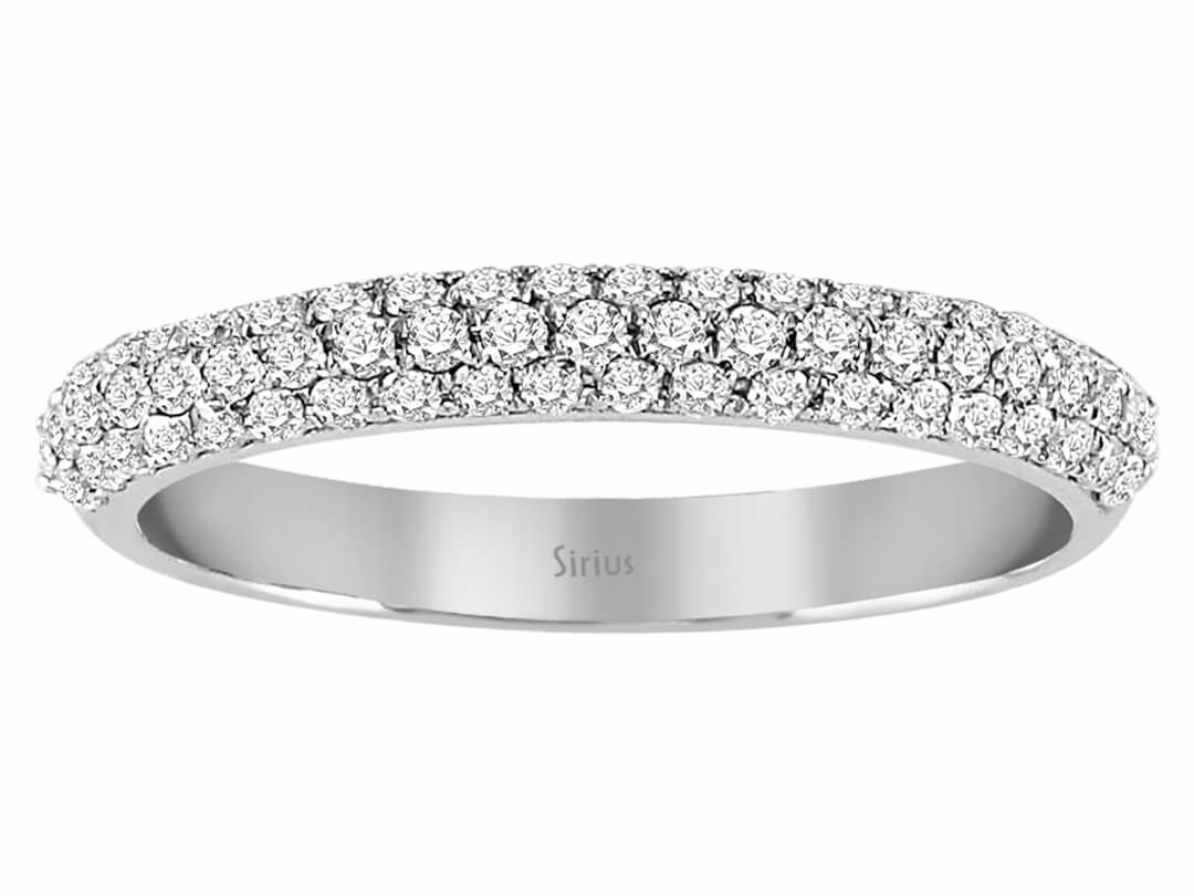3 sıralı yarım daire pırlanta yüzük - 0,48 ct | 14 ayar Beyaz Altın - Rosy Lab Diamonds’tan yüksek kaliteli Mücevher