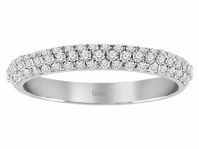 Dreireihiger Halbkreis-Diamantring – 61 Steine – 0,48 ct – 14K Weißgold