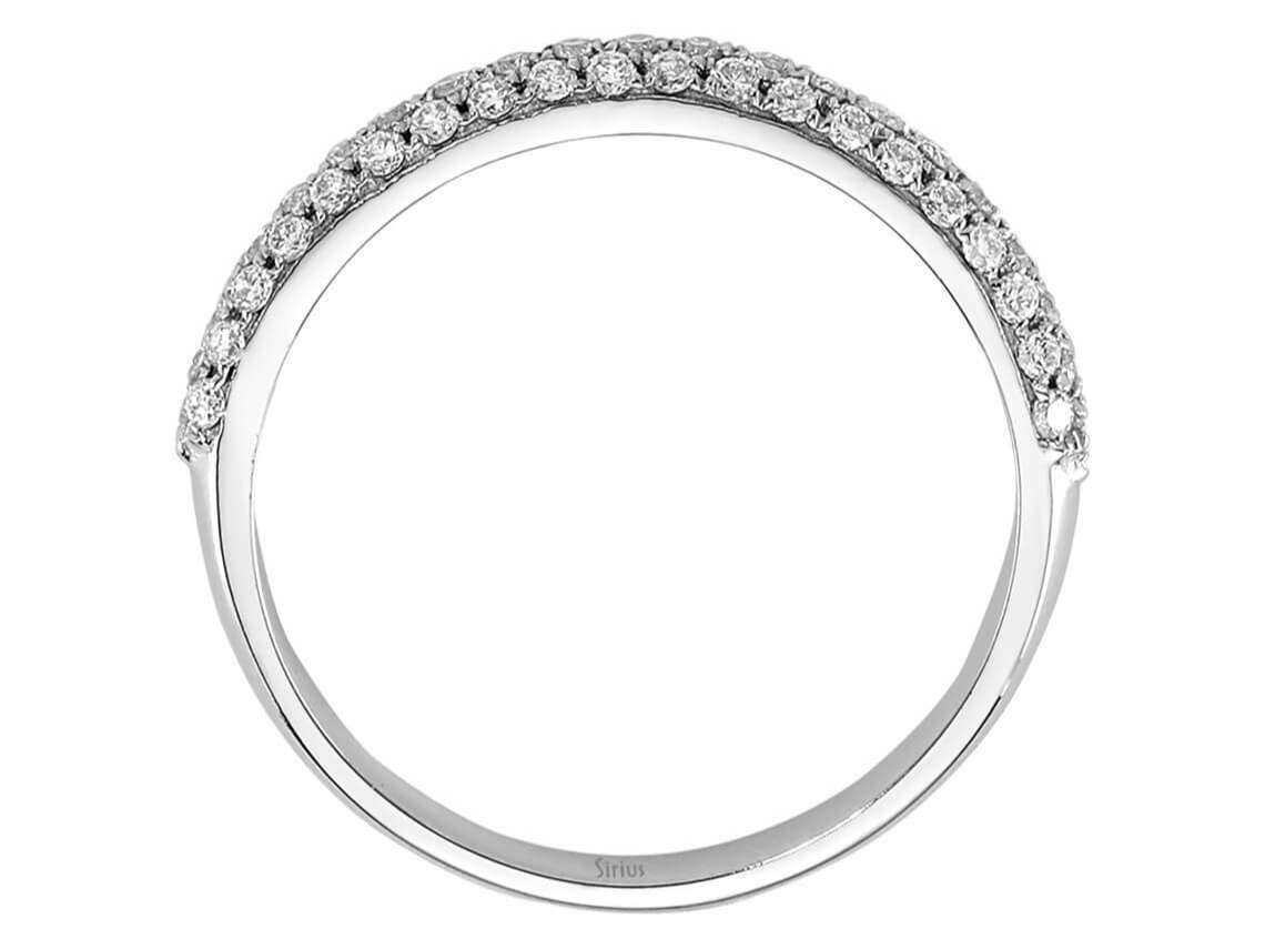 3 sıralı yarım daire pırlanta yüzük - 0,48 ct | 14 ayar Beyaz Altın - Rosy Lab Diamonds’tan yüksek kaliteli Mücevher