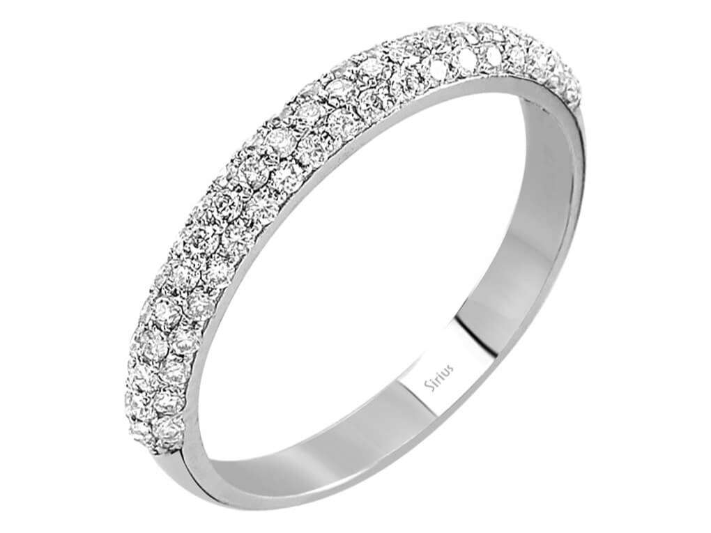 3 sıralı yarım daire pırlanta yüzük - 0,48 ct | 14 ayar Beyaz Altın - Rosy Lab Diamonds’tan yüksek kaliteli Mücevher