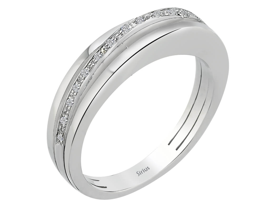 Modern White Gold ring with three rows of lab-grown diamonds | 14K White Gold Jewelry – high-quality Jewelry from Rosy Lab Diamonds