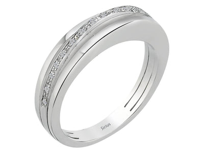 Moderner Weißgold Ring mit drei Reihen laborgezüchteter Diamanten