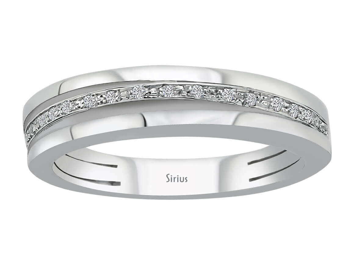 Moderner Weißgold Ring mit drei Reihen laborgezüchteter Diamanten