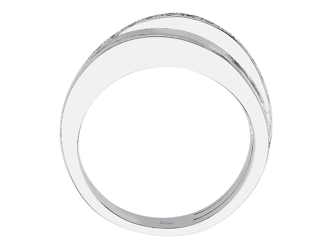 Moderner Weißgold Ring mit drei Reihen laborgezüchteter Diamanten