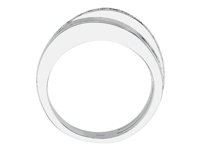 Moderner Weißgold Ring mit drei Reihen laborgezüchteter Diamanten