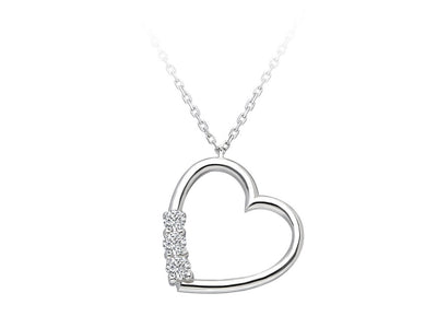 Heart pendant with 3 diamonds | 14K white gold