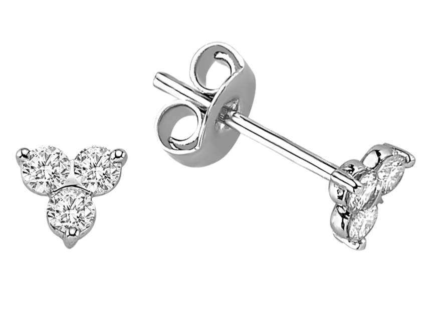 Boucles d'oreilles triangulaires avec diamants de laboratoire en or blanc 585