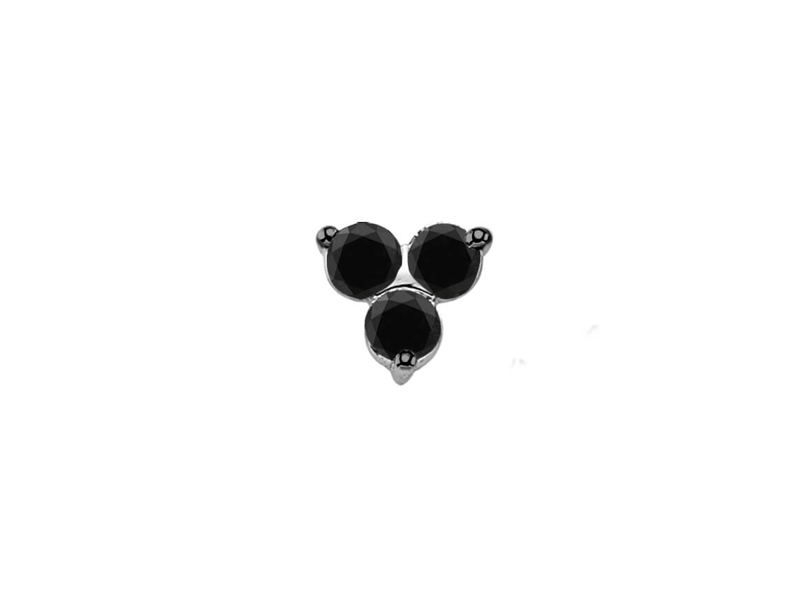 Boucles d'oreilles pour hommes avec trois diamants noirs en or 585