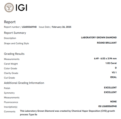 1.02 Carat Round Diamond