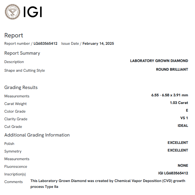1.03 Carat Round Diamond