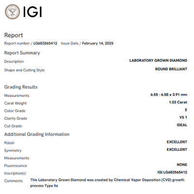 1.03 Carat Round Diamond