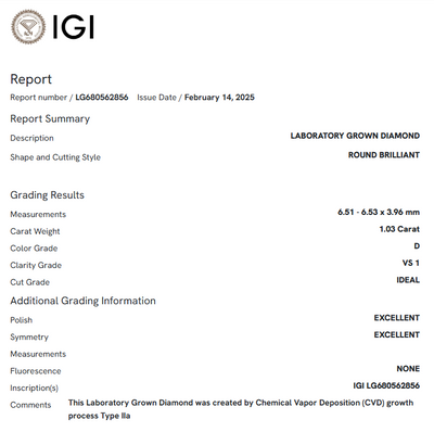 1.03 Carat Round Diamond