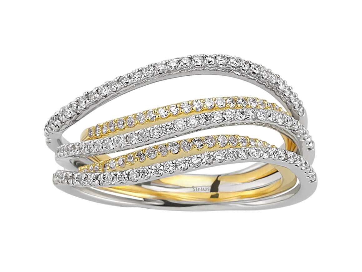 خاتم ألماس عصري من 5 صفوف - 144 ألماسة - 0.83 قيراط - ذهب عيار 14 - مجوهرات فاخرة من Rosy Lab Diamonds