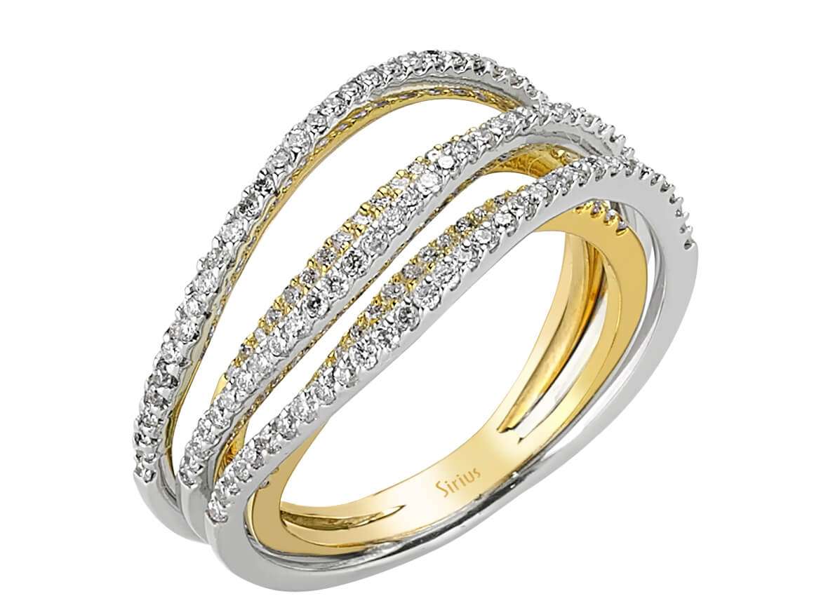 خاتم ألماس عصري من 5 صفوف - 144 ألماسة - 0.83 قيراط - ذهب عيار 14 - مجوهرات فاخرة من Rosy Lab Diamonds