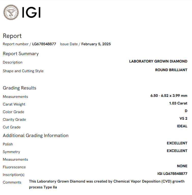 1.03 Carat Round Diamond