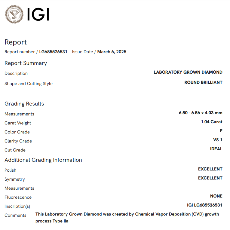 1.04 Carat Round Diamond