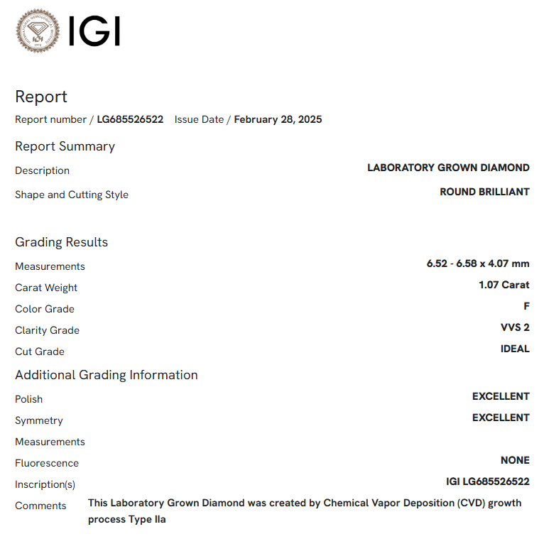 1.07 Carat Round Diamond