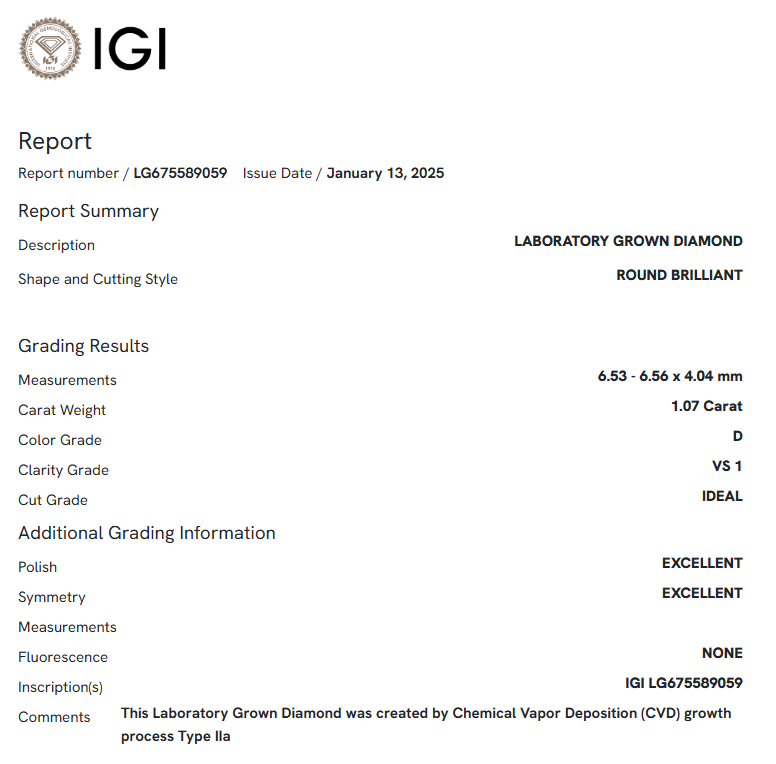 1.07 Carat Round Diamond