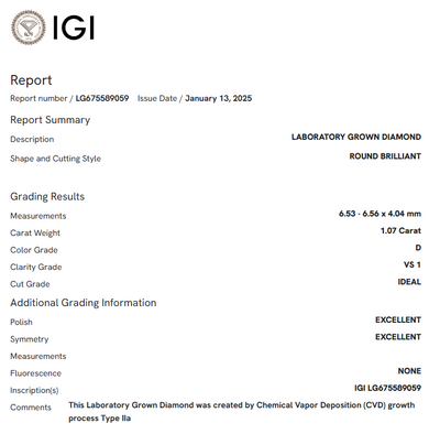 1.07 Carat Round Diamond