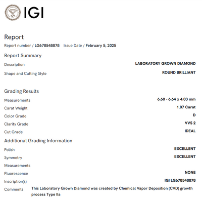 1.07 Carat Round Diamond