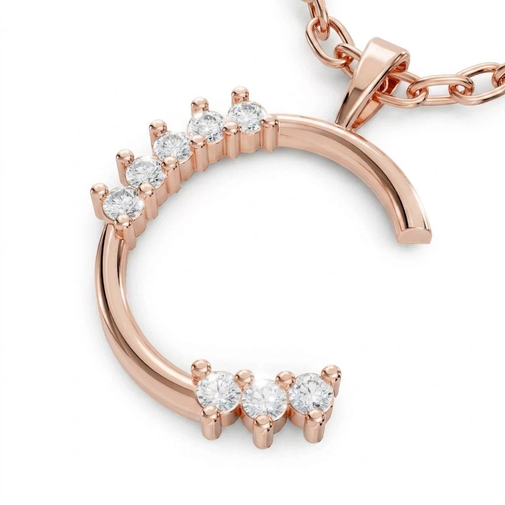9 elmaslı Kolye Ucu C - 9 ayar Rosegold - Rosy Lab Diamonds’tan yüksek kaliteli Mücevher
