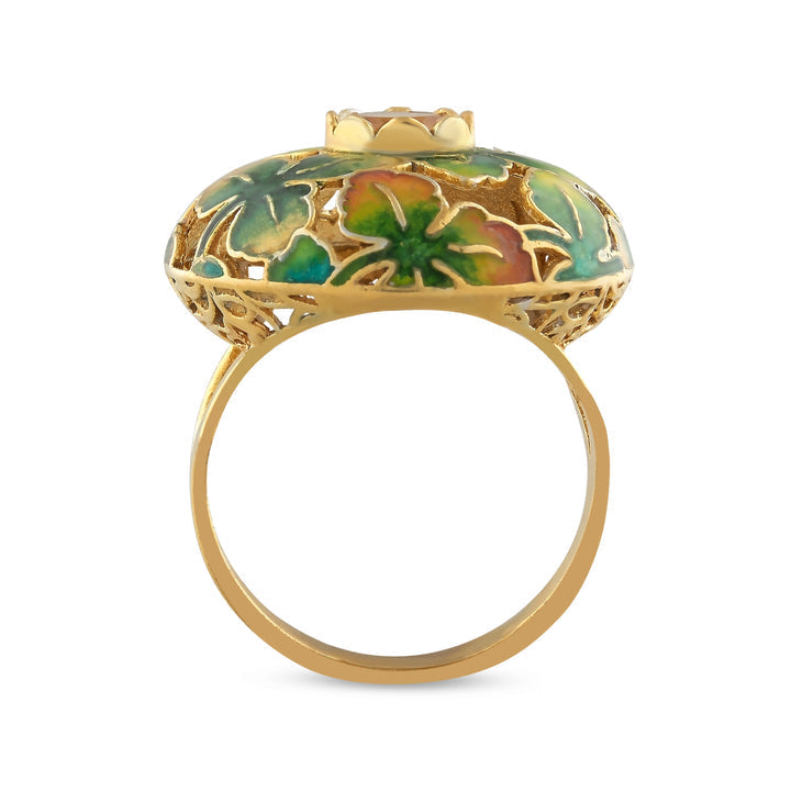 Bague en émail artistique avec citrine | Bijou fantaisie artistique fait main – Bijoux haut de gamme de Rosy Lab Diamonds