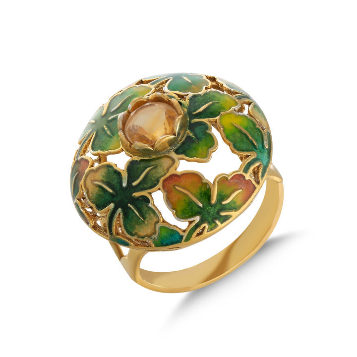 Bague en émail artistique avec citrine | Bijou fantaisie artistique fait main – Bijoux haut de gamme de Rosy Lab Diamonds