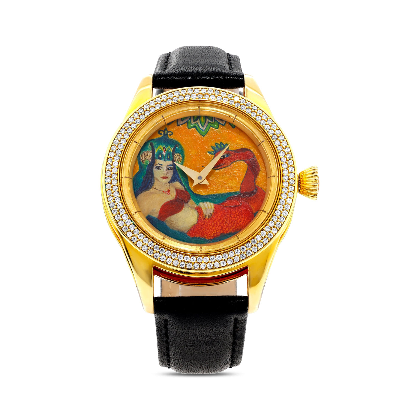 Wunderschöne Sahmaran bemalte Uhr - hochwertiger Schmuck von Rosy Lab Diamonds