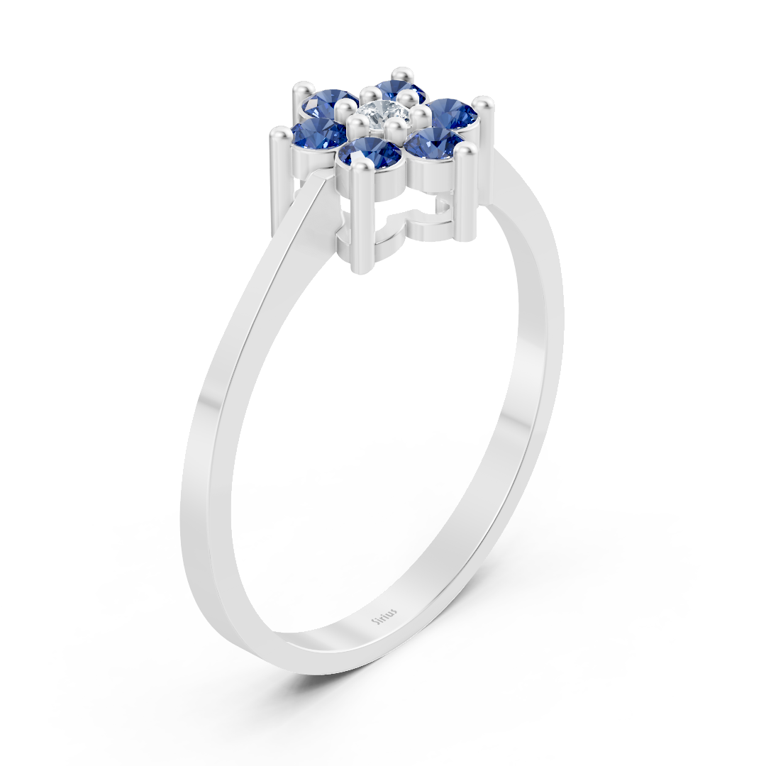 Saphirring mit Diamanten in 8K Weißgold | Rosy – hochwertiger Schmuck von Rosy Lab Diamonds