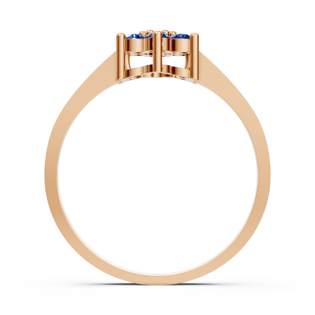 Bague fine en or rose avec saphirs et diamant