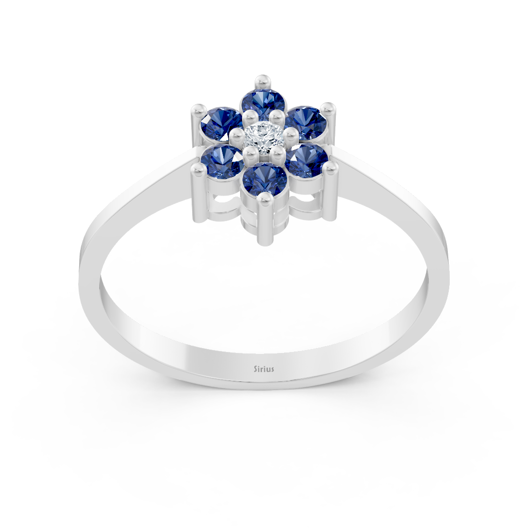 Saphirring mit Diamanten in 8K Weißgold | Rosy – hochwertiger Schmuck von Rosy Lab Diamonds