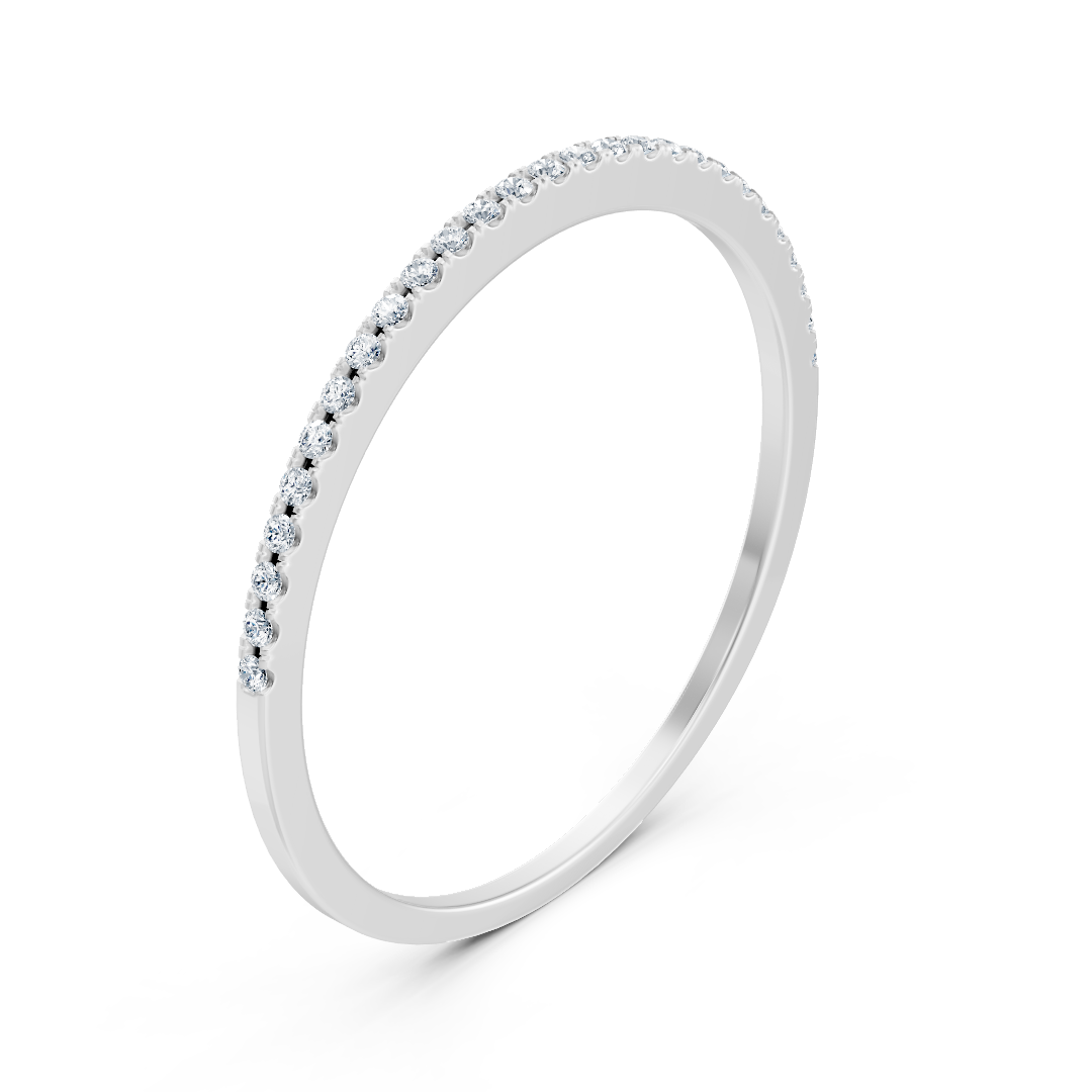 خاتم رقيق من الذهب الأبيض مرصّع بـ27 ألماسة - مجوهرات فاخرة من Rosy Lab Diamonds