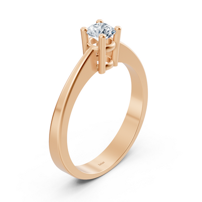 Bague solitaire Elara avec diamant de laboratoire 0,28 ct en or rose 14 carats