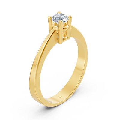 Bague solitaire Lyra avec diamant de laboratoire 0,28 ct en or jaune 14 carats