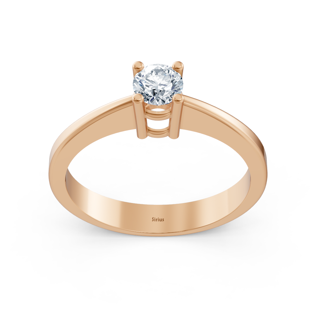 Bague solitaire Elara avec diamant de laboratoire 0,28 ct en or rose 14 carats