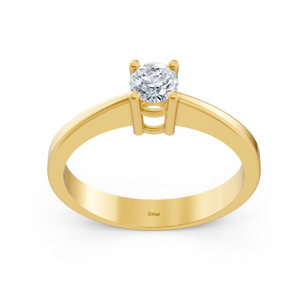 Bague solitaire Lyra avec diamant de laboratoire 0,28 ct en or jaune 14 carats