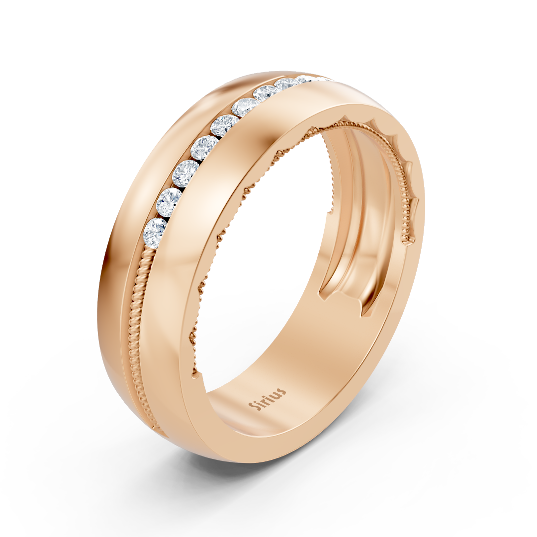 Wedding ring Novario with 0.19 ct lab diamonds in 14K rose gold