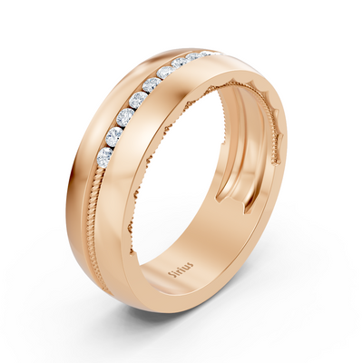 Wedding ring Novario with 0.19 ct lab diamonds in 14K rose gold