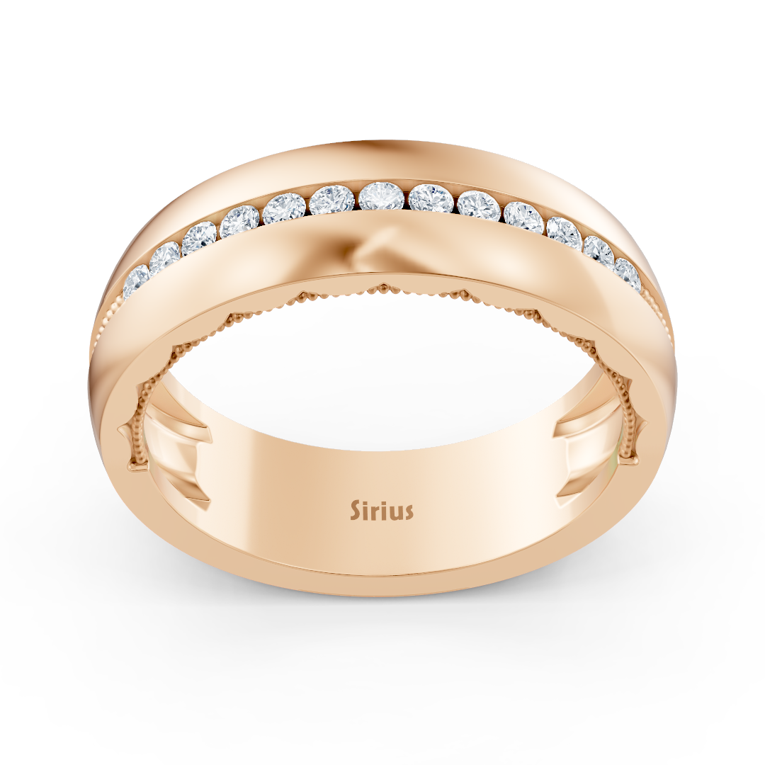 Wedding ring Novario with 0.19 ct lab diamonds in 14K rose gold