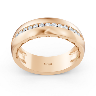 Wedding ring Novario with 0.19 ct lab diamonds in 14K rose gold