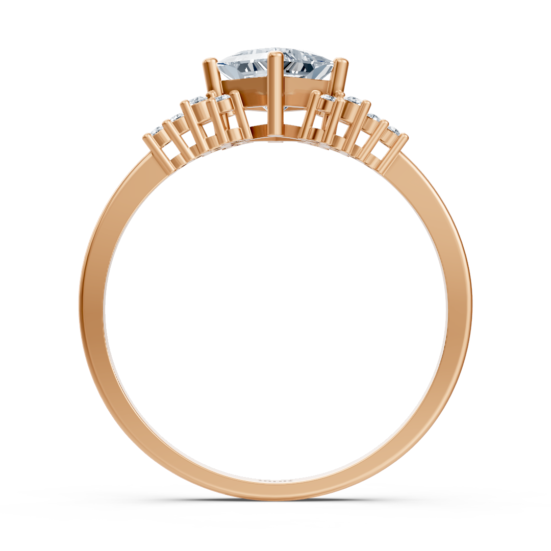Verlobungsring Seraphina mit Prinzess- und Rundschliff Labordiamanten & Saphiren in 14K Roségold