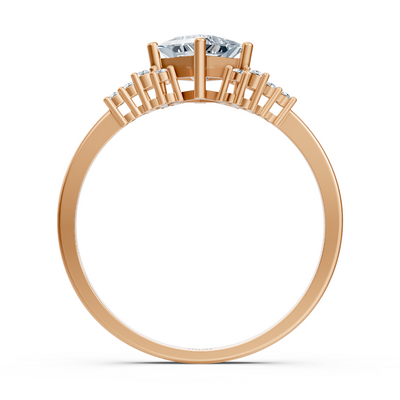 Verlobungsring Seraphina mit Prinzess- und Rundschliff Labordiamanten & Saphiren in 14K Roségold