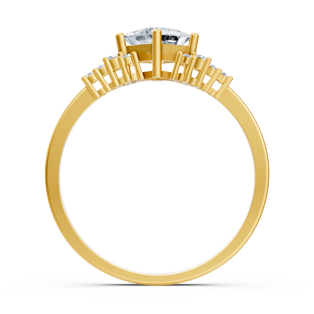 Aurelia engagement ring with princess and round cut lab-grown diamonds & sapphires in 14K yellow gold