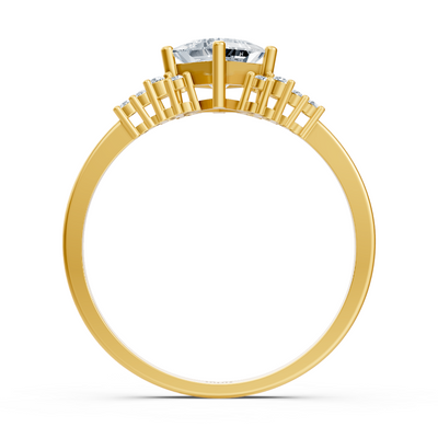 Aurelia engagement ring with princess and round cut lab-grown diamonds & sapphires in 14K yellow gold