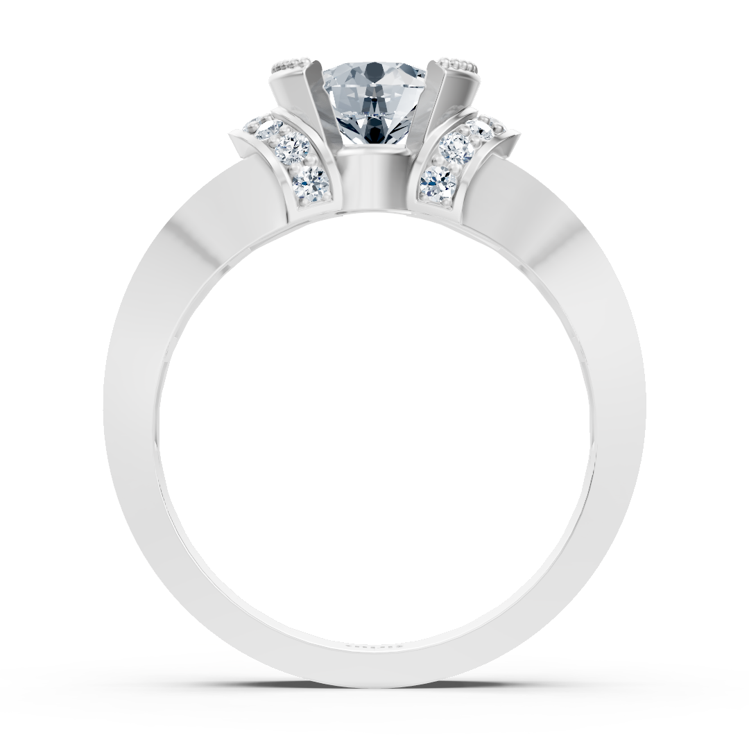 Elegant white gold ring with sparkling center stone and side setting