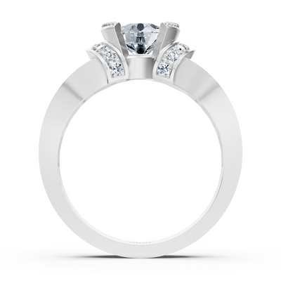 Elegant white gold ring with sparkling center stone and side setting