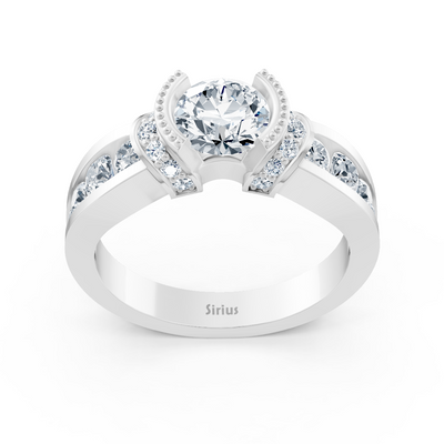Elegant white gold ring with sparkling center stone and side setting