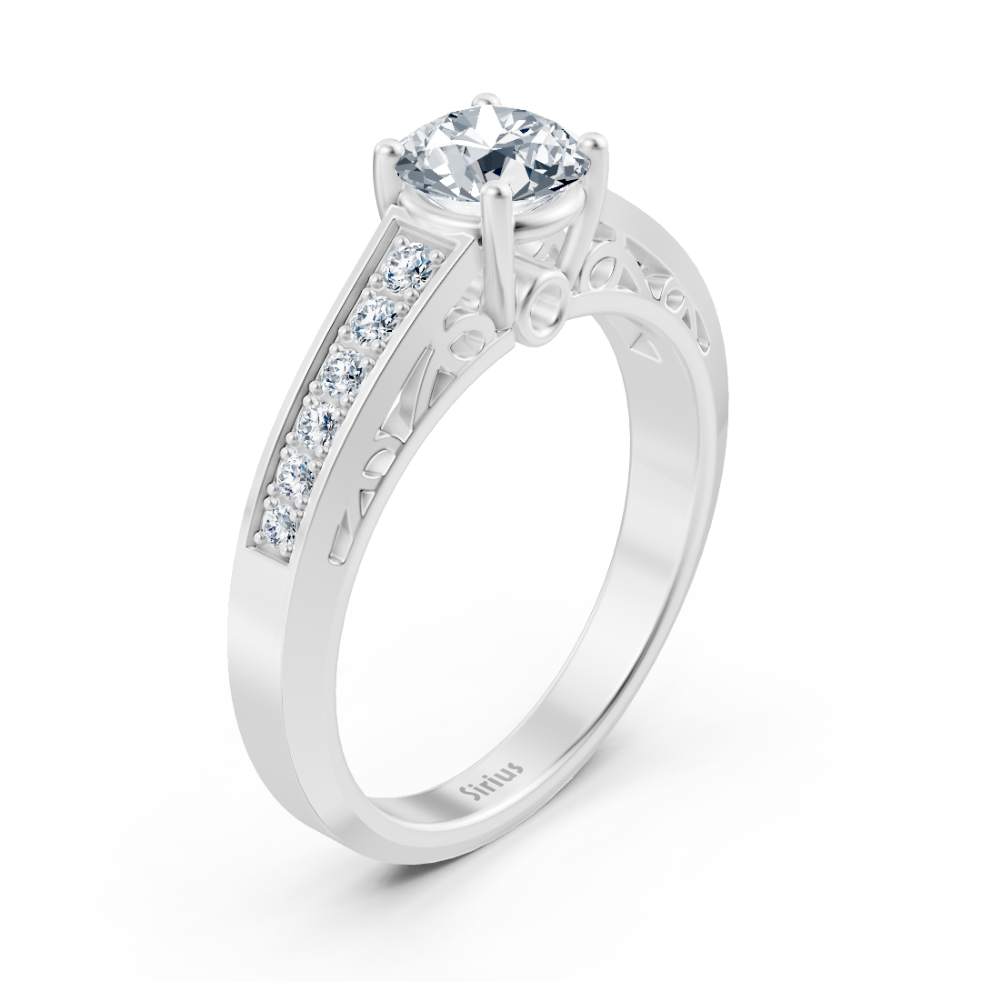 Ring mit Diamant & Diamanten in 14K Weißgold | Rosy – hochwertiger Schmuck von Rosy Lab Diamonds