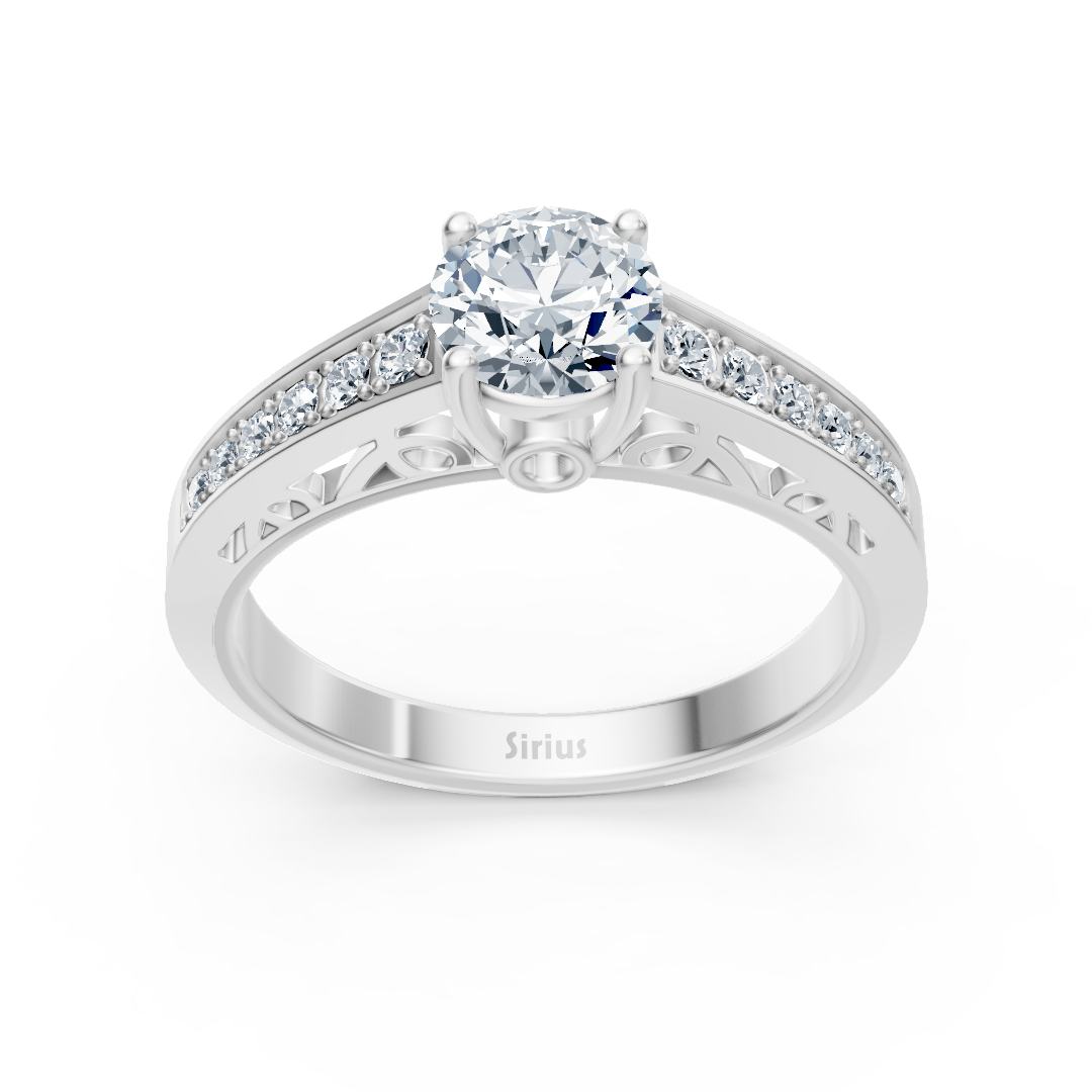 Ring mit Diamant & Diamanten in 14K Weißgold | Rosy – hochwertiger Schmuck von Rosy Lab Diamonds